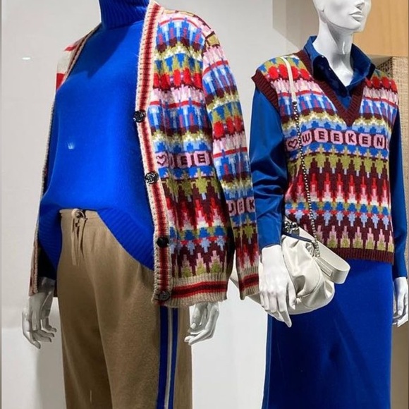 FALL/ WINTER 23-24 WEEKEND MAX MARA JACQUARD KNITTED VEST SIZE:SMALL US4 NWT - Picture 5 of 13